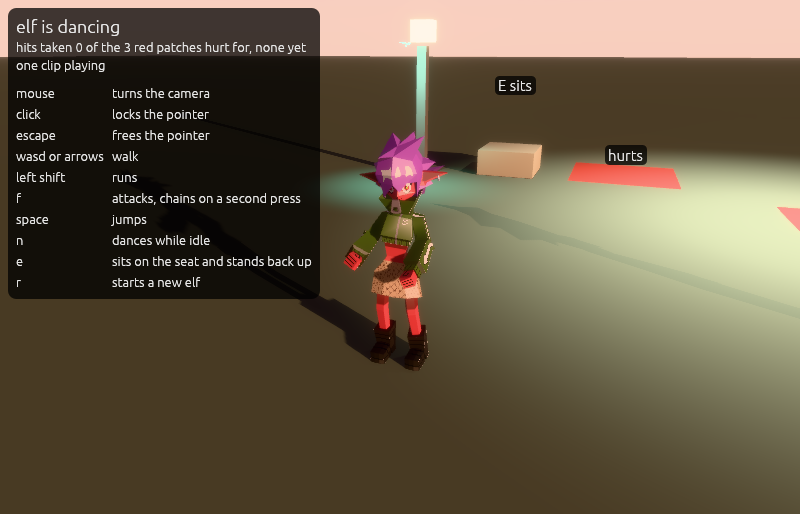 the elf dancing in front of the lamp post, the butterfly and its light above